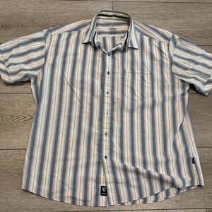 Kuhl Button Up Shirt Short Sleeve Striped Mens XXL 2XL Gorpcore Outdoors Casual